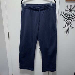 Men's Vintage Nautica Wide Leg Comfy Navy Drawstring Pants Medium